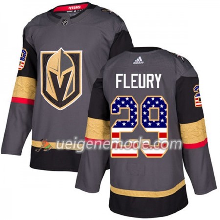 Herren Eishockey Vegas Golden Knights Trikot Marc-Andre Fleury 29 Adidas 2017-2018 Grau USA Flag Fashion Authentic